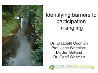 Identifying barriers to participation in angling