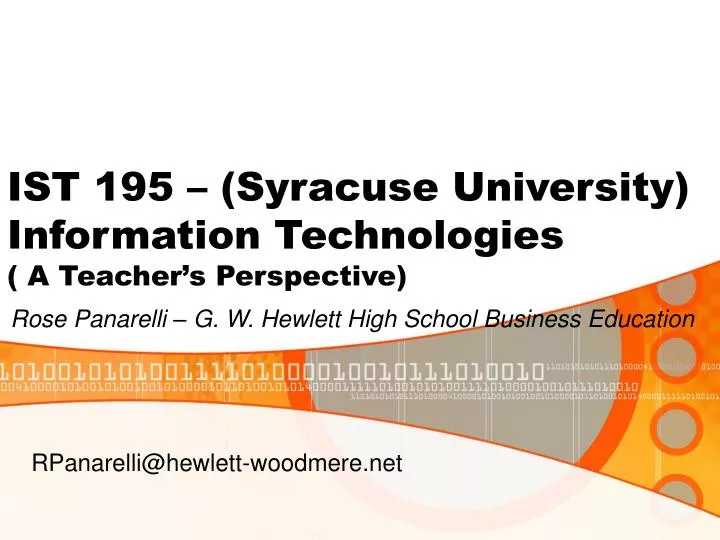 ist 195 syracuse university information technologies a teacher s perspective