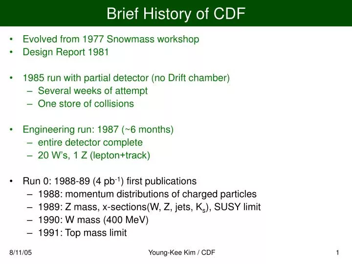 brief history of cdf