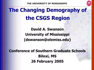 The Changing Demography of the CSGS Region