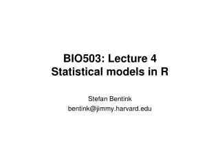 BIO503: Lecture 4 Statistical models in R