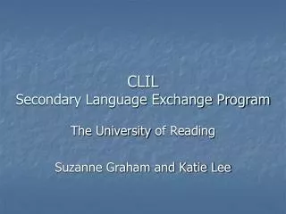 CLIL Secondary Language Exchange Program