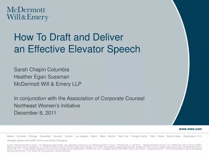 how to draft and deliver an effective elevator speech