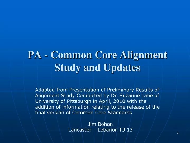 pa common core alignment study and updates