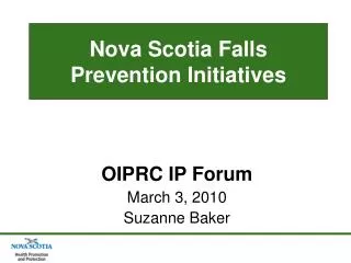 Nova Scotia Falls Prevention Initiatives