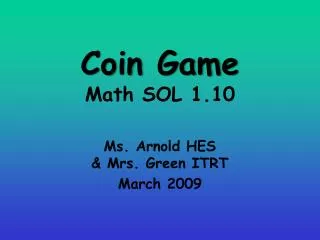 Coin Game Math SOL 1.10