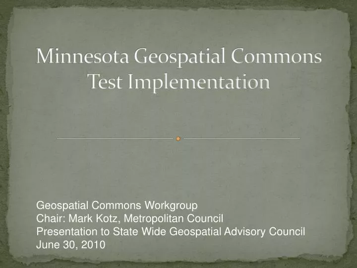 minnesota geospatial commons test implementation