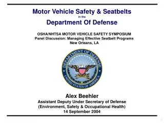 Alex Beehler Assistant Deputy Under Secretary of Defense