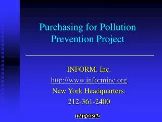 Purchasing for Pollution Prevention Project