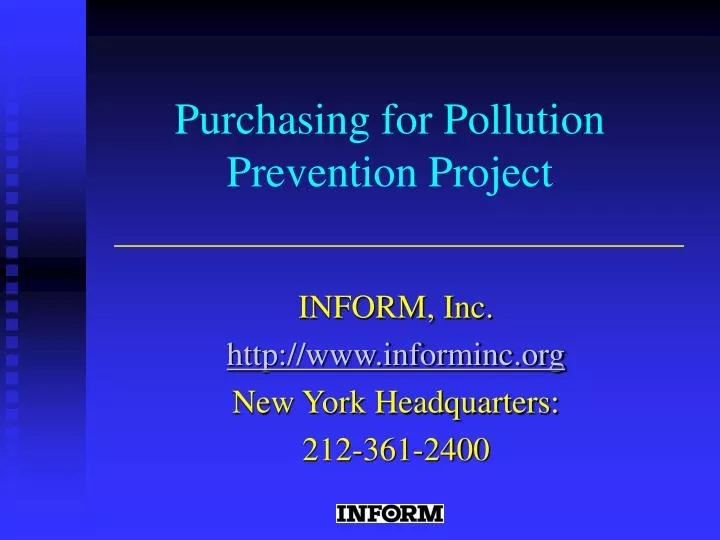 purchasing for pollution prevention project