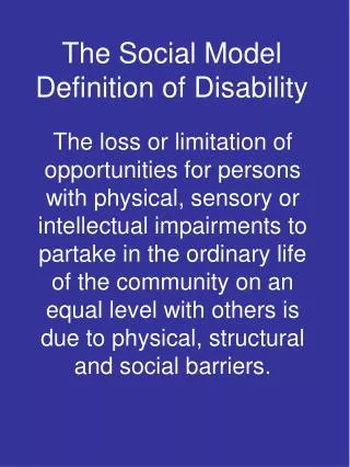 The Social Model Definition of Disability