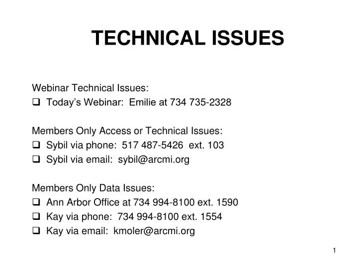 technical issues
