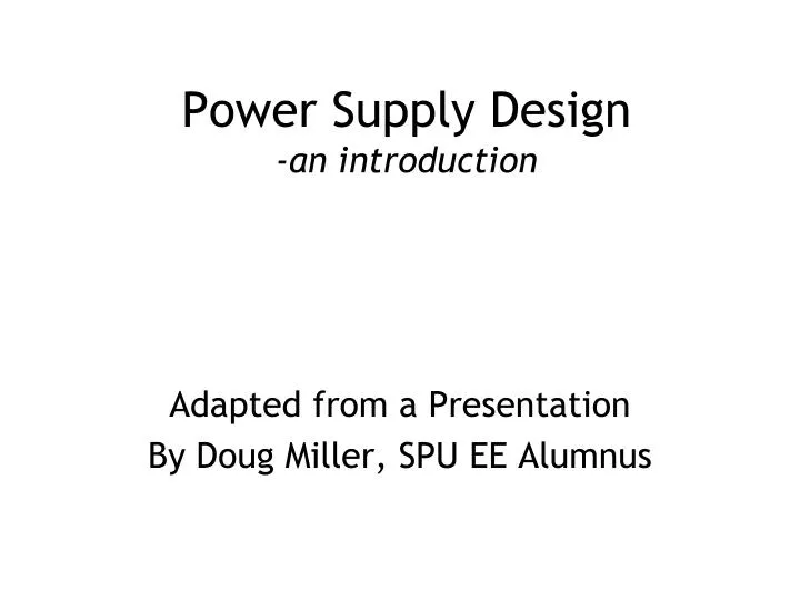 power supply design an introduction
