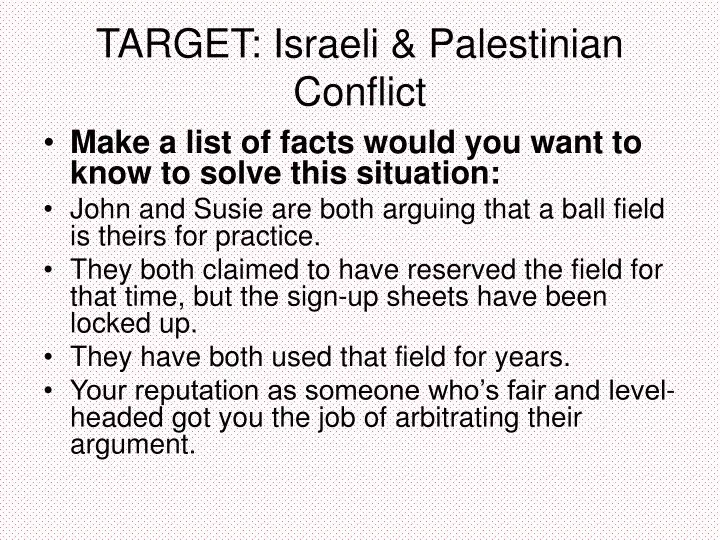 target israeli palestinian conflict