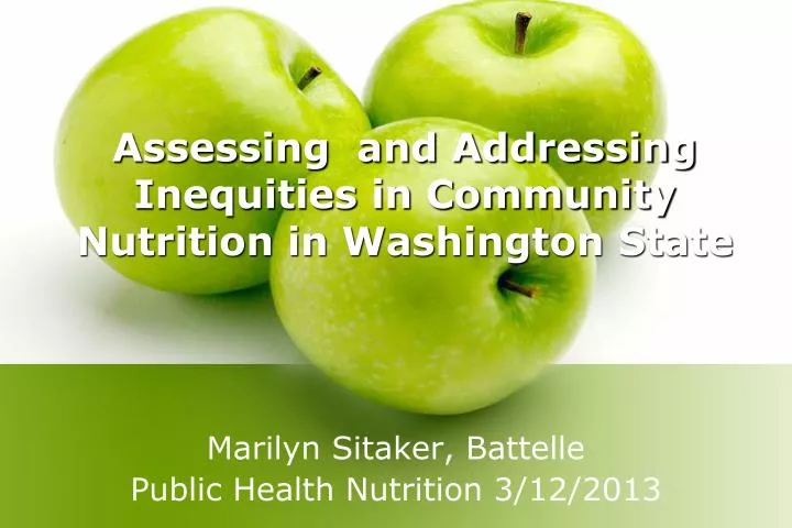 assessing and addressing inequities in community nutrition in washington state
