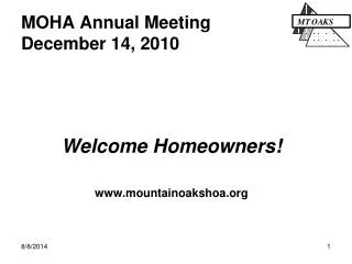 MOHA Annual Meeting December 14, 2010