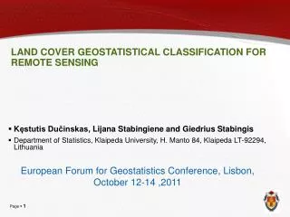 LAND COVER GEOSTATISTICAL CLASSIFICATION FOR REMOTE SENSING