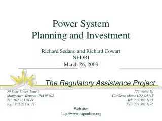 Power System Planning and Investment