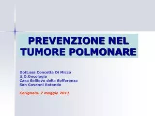 prevenzione nel tumore polmonare