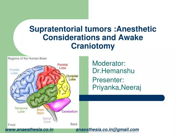 supratentorial tumors anesthetic considerations and awake craniotomy