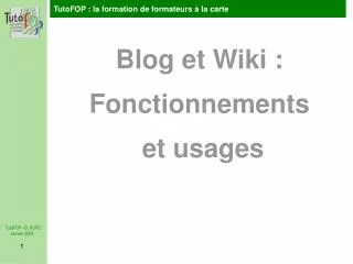 blog et wiki fonctionnements et usages