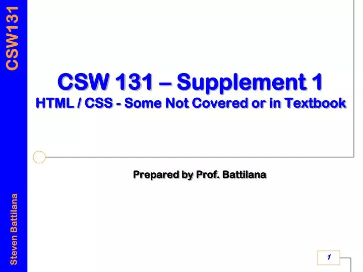 csw 131 supplement 1 html css some not covered or in textbook