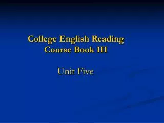 College English Reading Course Book III