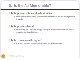 5. Is the Ad Memorable?