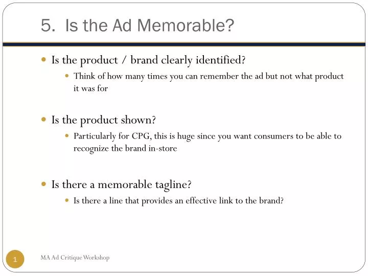 5 is the ad memorable