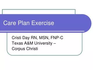 Care Plan Exercise