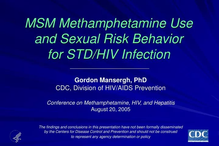 msm methamphetamine use and sexual risk behavior for std hiv infection