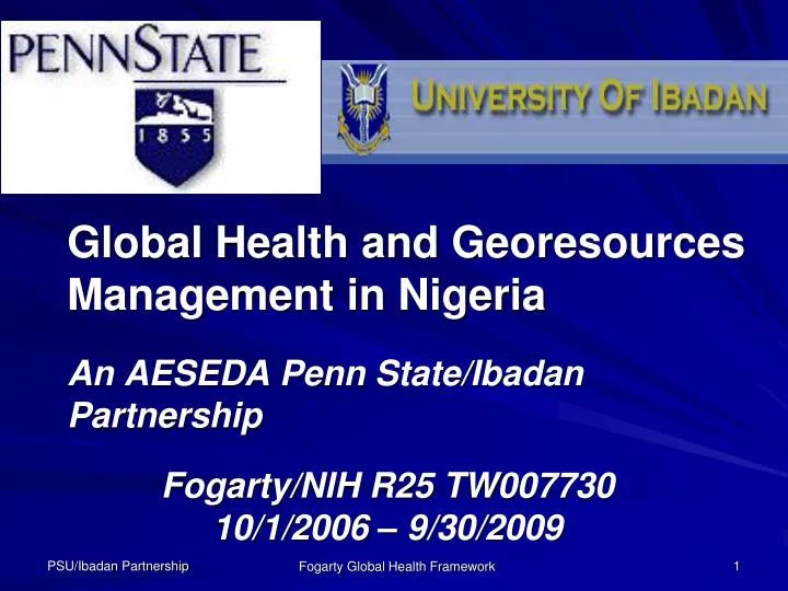 global health and georesources management in nigeria an aeseda penn state ibadan partnership