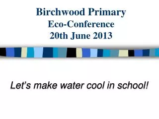 Birchwood Primary Eco-Conference 20th June 2013