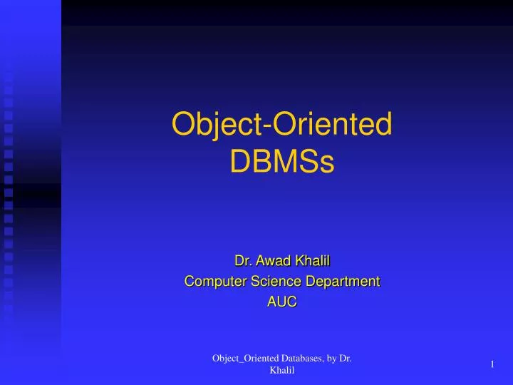 object oriented dbmss