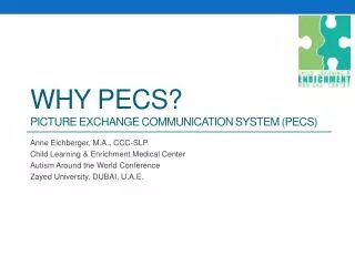 Why pecs ? PICTURE EXCHANGE COMMUNICATION SYSTEM (PECS)
