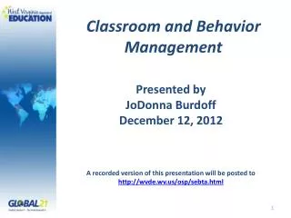 Classroom and Behavior Management