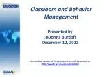 Classroom and Behavior Management - slide 1