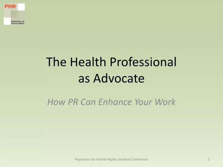 the health professional as advocate