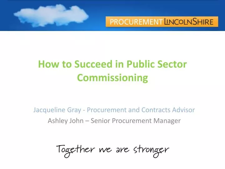 how to succeed in public sector commissioning