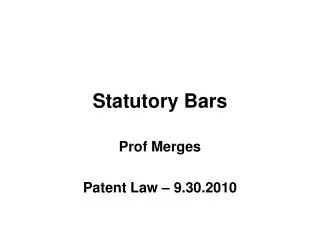 Statutory Bars