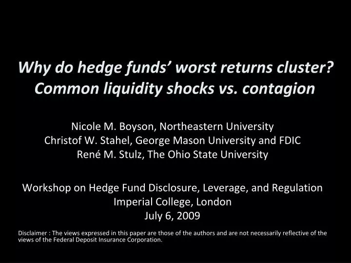 why do hedge funds worst returns cluster common liquidity shocks vs contagion