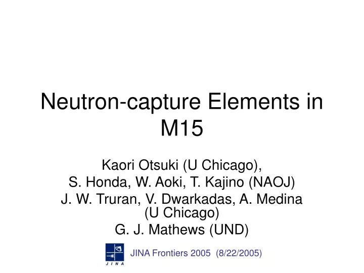 ne utron capture elements in m15