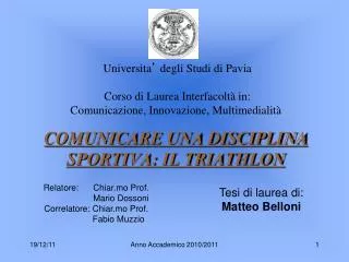 COMUNICARE UNA DISCIPLINA SPORTIVA: IL TRIATHLON