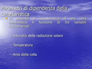 parametri di dipendenza della caratteristica