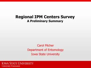 Regional IPM Centers Survey A Preliminary Summary