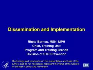 Dissemination and Implementation