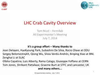 LHC Crab Cavity Overview