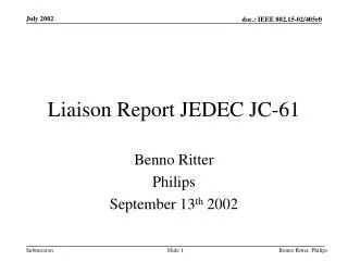 Liaison Report JEDEC JC-61