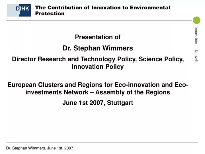 the contribution of innovation to environmental protection