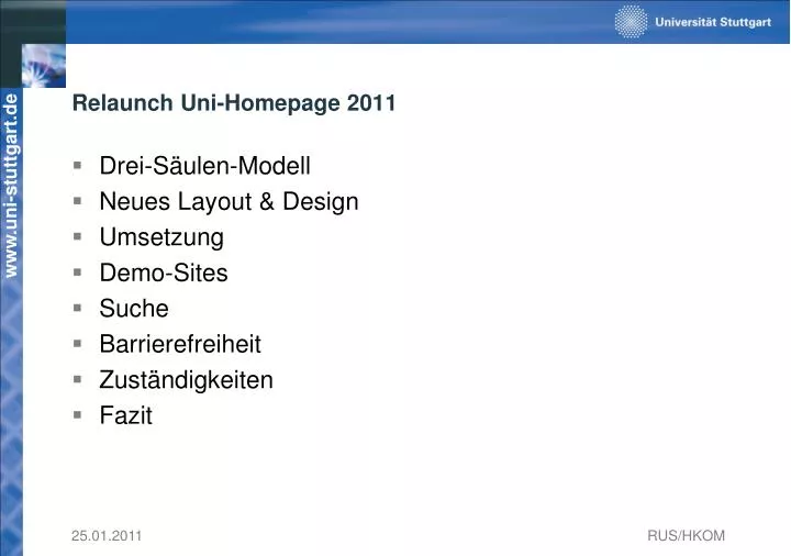 relaunch uni homepage 2011